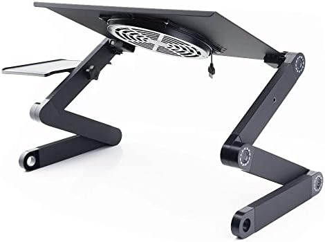 שולחן מחשב נייד אלומיניום מתכוונן Renslat לשולחן מיטה ספה ספה של מגש מגש נייד עם מאוורר קירור