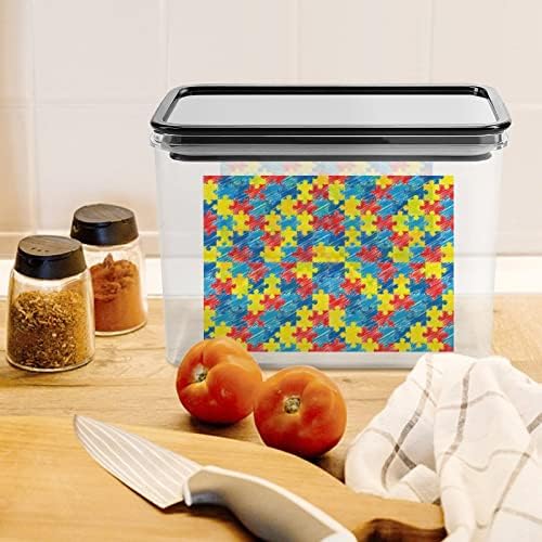 צבע אוטיזם מודעות פאזל אחסון קופסא פלסטיק מזון ארגונית מיכל מיכלי עם מכסה למטבח