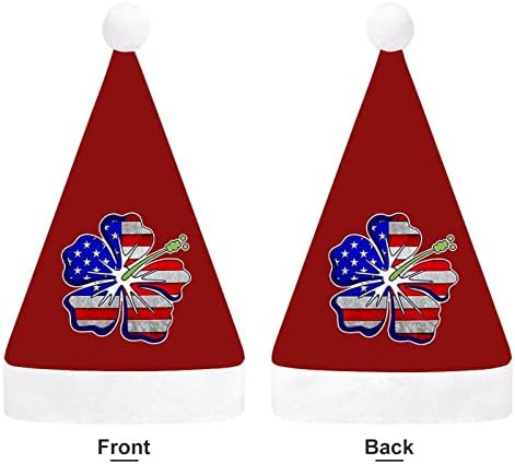 היביסקוס פרח אמריקאי דגל חג המולד כובעי בתפזורת מבוגרים כובעי חג המולד כובע לחגים חג המולד ספקי צד