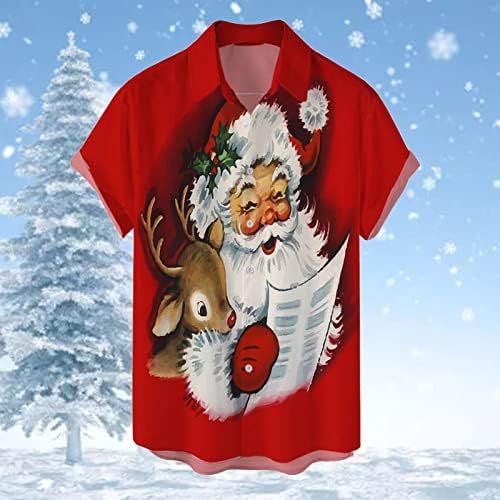 XXBR לחג המולד לחתן כפתור למטה חולצות שרוול קצר חג המולד מצחיק סנטה קלאוס חולצה הוואי מסיבה גרפית חולצות באולינג
