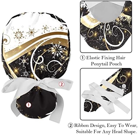 6 יח 'אחות קרצוף כובעים נשים שיער ארוך, כובע עבודה מתכוונן רקע לחג המולד עם כפתור ורב -זיעה רב צבעוני
