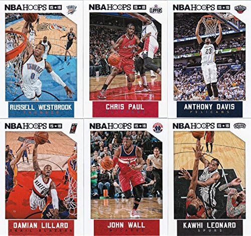 2015 Hoops NBA כדורסל סדרת כדורסל שלם מנטה 300 קלפים סט קלף עמוסי כוכבים וטירונים כולל לברון ג'יימס קווין דוראנט קריסטפס פורזינג ועוד