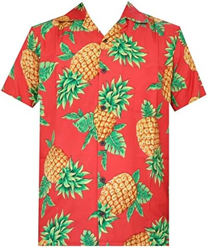 אלוויש הוואי חולצות לגברים אננס אלוהה חוף מסיבת חג מזדמן קצר שרוול