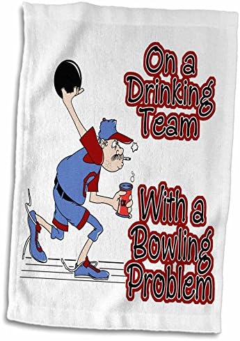 תלת מימד רוז מצחיק בצוות השתייה עם באולינג בעיית הומור עיצוב יד/מגבת ספורט, 15 x 22, לבן