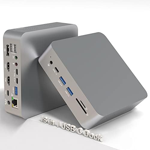 USB C תחנת עגינה צג משולש, 18 ב 1 USB C עגינה עם 4K HDMI כפול, DP, Gigabit Ethernet, USB 3.0x3, USB 2.0x2, USB CX3, SD/TF Carder, Audio/MIC, USB C Hub עבור Mac Book Book Pro/Air & Windows