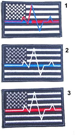 B55 ארהב דגל אמריקאי כחול קו כחול כבאי כבאי רקום טלאי מורל 9x5.5 סמ גיבוי וו