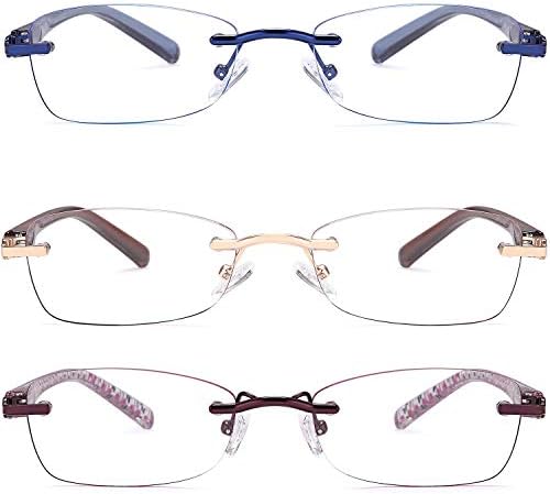 נשים של קריאת משקפיים 2.0 3-חבילה כחול אור חסימת קריאת משקפיים ללא חת קל משקל מחשב קוראי