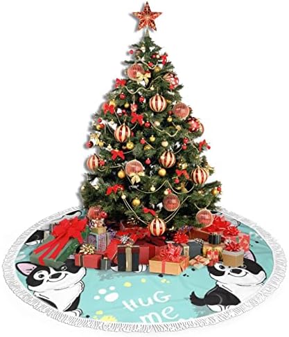 חצאית עץ חג המולד של כלב גבול כלב, לקישוט הבית של חג המולד לחג 36