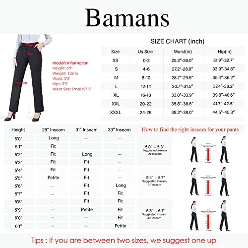 מכנסיים של BAMAN מכנסיים לנשים מכנסי שמלת יוגה ישר מכנסי עבודה עם כיסים
