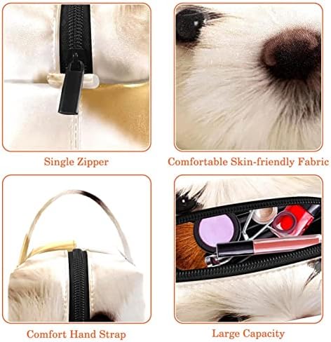 תיק קוסמטי של TbouoBt לנשים, תיקי איפור מרווחים מרחבים כיס טיול מתנה, כלב חיות מחמד לבן