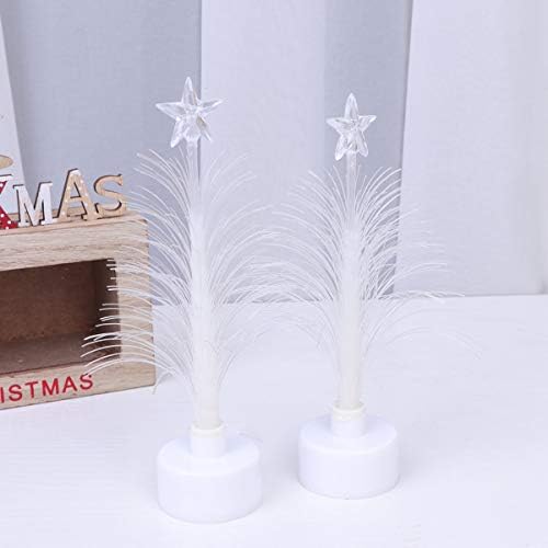 Besportble 4 יחידות עץ חג המולד צורה אורות לילה קישוטים לחג המולד יצירתי לילה צבעוני סיבים אופטיים עץ חג המולד קישוט קישוטי חג המולד לבנים