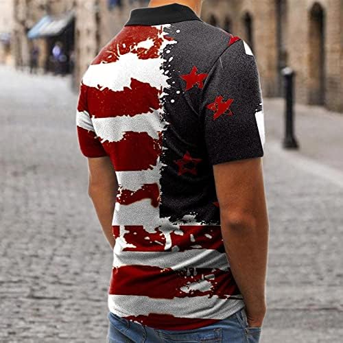 יום העצמאות של XXBR חולצות פולו לגברים, כוכבים ופסים מדפיסים חולצת טי פטריוטית דגל ארהב. חולצת טריקו שרוול קצר