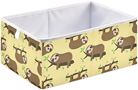 Emelivor Sloth Sloth Cube Cube סל אחסון פח אחסון מתקפל פחי צעצועים אטומים למים למארגן קובייה פחי צעצועים לילדים לילדים משרד אמבטיה - 15.75x10.63x6.96