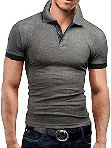 1 גברים של מוצק פולו חולצה קצר שרוול קל משקל חולצה בכושר רגיל חולצה ג ' רזי למעלה