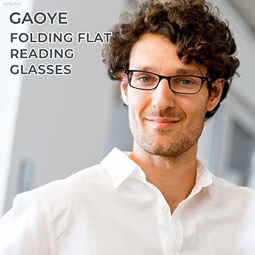 גאויה 3 חבילה כיס כחול אור קריאת משקפיים לנשים גברים, מתקפל שטוח מגדלת קוראים, מחשב עין זכוכית עם 3 מקרה