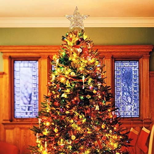 עץ חג המולד של כוכב הזהב טופר טופר אבקת בלינג אבקת עץ עץ לחג המולד לקישוט חג, 7.8 x 11.8 אינץ '