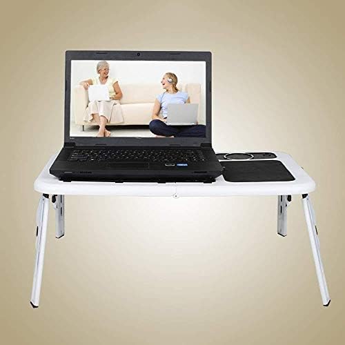 מעמד מחשב נייד מתכוונן של EYHLKM - השתמש בו כשולחן עומד מתקפל במשרד, מחשב נייד לכתיבה, שולחן נעים במיטה או על הספה - שולחן מחשב נייד עם מאווררי קירור - נהדר כ- G