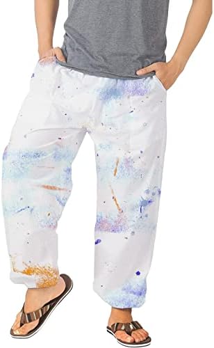 מכנסי טרנינג מזדמנים מכנסי טרנינג קיץ נינוחים מתאימים מכנסי רגל רחבים הדפס אתני המותניים המותניים רחבות רג'גר חוף מכנסי