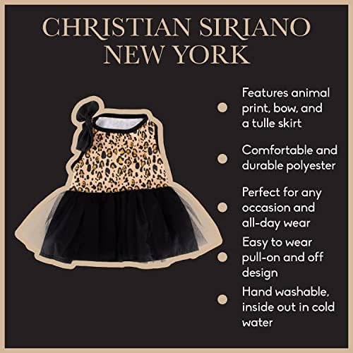 כריסטיאן סיריאנו ניו יורק שחור הדפס חיה שמלה מפוארת לכלבים, XS