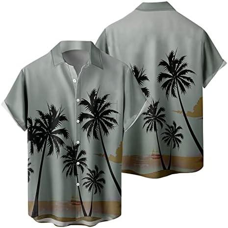 חולצות Hawaiian של XXBR Mens, כפתור חוף קיץ למטה רחוב שרוול קצר וינטג