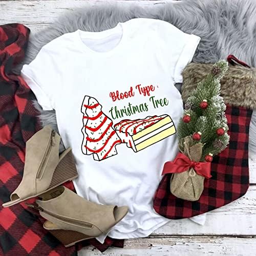 חולצה עץ חג המולד של נשים חמודה זמן נפלא של השנה מכתב הדפסת שרוול קצר מצחיק אומר חולצת טריקו צמרות