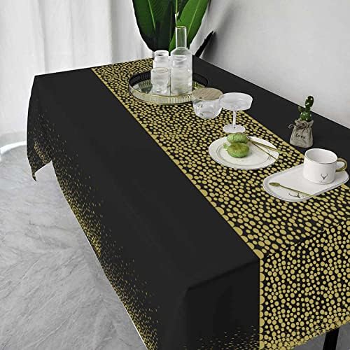 Fecedy 5 חבילות 54 x108 נקודת גל זהב שחור שחור שולחן פלסטיק חד פעמי כיסוי שולחן אטום למים לשולחנות מלבן עד 8 רגל קישוטי מסיבה באורך
