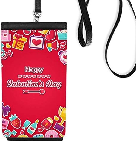 אדום שמח של חג האהבה הארנק הארנק של ארנק טלפון תלייה ניידת כיס שחור