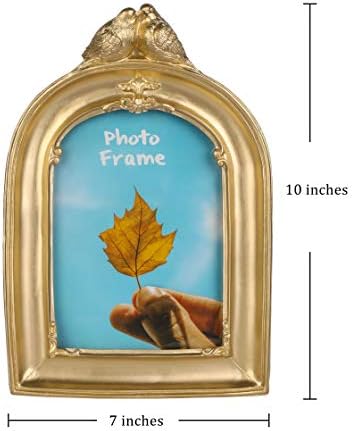 מסגרת תמונה 5x7, מסגרת תמונת זהב עם עיצוב פרחים ועיצוב ציפורים מפוארים