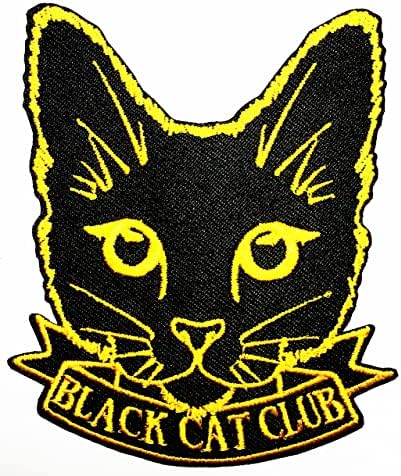 חתול קריקטורה רוקבילי גותיקה פאנק שחור צהוב תיקוני חמוד ליל כל הקדושים ילדי רקום ברזל על תיקון עבור כובעי שקיות מעילי ג ' ינס בגדים או מתנה
