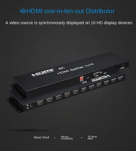 4K 30Hz מפצל HDMI 1x10 מלא HD 1080P 60Hz 3D ממיר וידאו ממיר מפיץ 1 ב -10 פלט אאוט עם פונקציית סיומת IR EDID