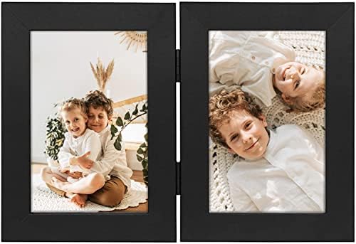 אמנות גולדן סטייט, 4x6 מסגרת תמונה כפולה צירים, שתי מסגרות מתקפלות לצילום, לקולאז 'תמונות משפחתיות לחתונה
