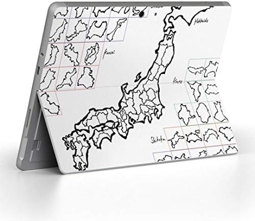כיסוי מדבקות של Igsticker עבור Microsoft Surface Go/Go 2 עורות מדבקת גוף מגן דק במיוחד 008269 מפה שחור לבן יפן יפן