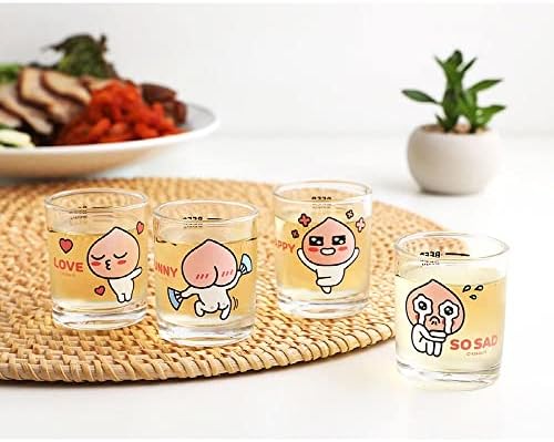 קקאו סוג 'ו זכוכית, קקאו שוט זכוכית, סוג' ו שוט משקפיים קוריאני, סוג ' ו משקפיים סט של 4