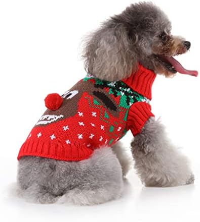 אורנוס חתול כלב חמוד סוודר חג מולד מכוער, סוודר סרוג איילים של אייל חיית מחמד תלבושות חמות לחג （XL גודל）