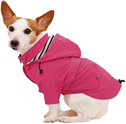 מעיל גשם של Pethiy Dog מעיל גשם מסוגנן מעילי גשם-מעיל גשם קטן-מעיל גשם אטום למים בכיסים, גשם/עמיד במים, מתכוונן לרישום-שרוד- l