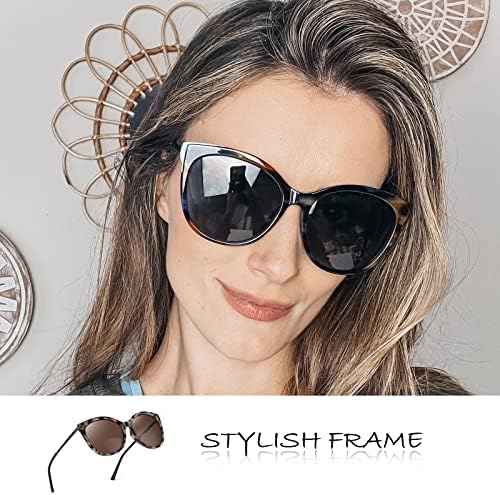 מדהים 2 חבילה ענקיות פרימיום דו מוקדי קריאת משקפי שמש לנשים נסיעה / נהיגה / חיצוני 400 הגנה חסון מתכת רטרו עין העין מראה שמש קוראים +2.0