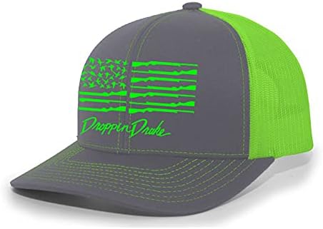 דראפין דרייק אמריקאי ברווז דגל נהג משאית רשת סנאפבק כובע שחור / אמריקאי