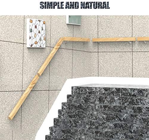 מעקה עץ Jynqr קיר ישיר קיר רכוב מדרגות רכוב על ערכת בר אחיזה מודרנית של מעקה מוטיק ומפלדת נירוסטה.