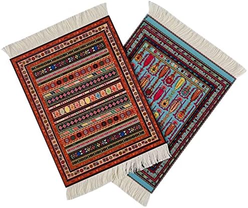 כרית עכבר של קוטויאס שטיח, 2 חבילות שטיח ארוג כרית עכבר שטיח בוהמית לעיצוב שולחן